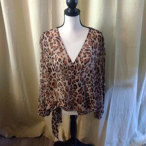 Bold elements sheer leopard print top
